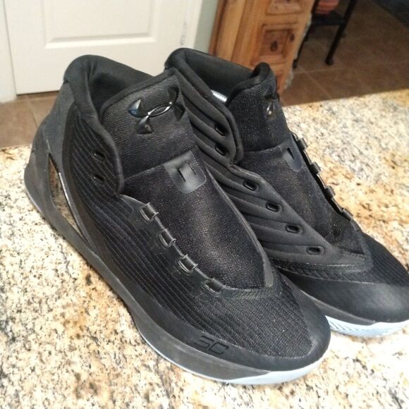 Under Armour Curry 3 Black Carolina Blue 1269279-004 Basketball Shoes Sz 13 - Picture 2 of 12